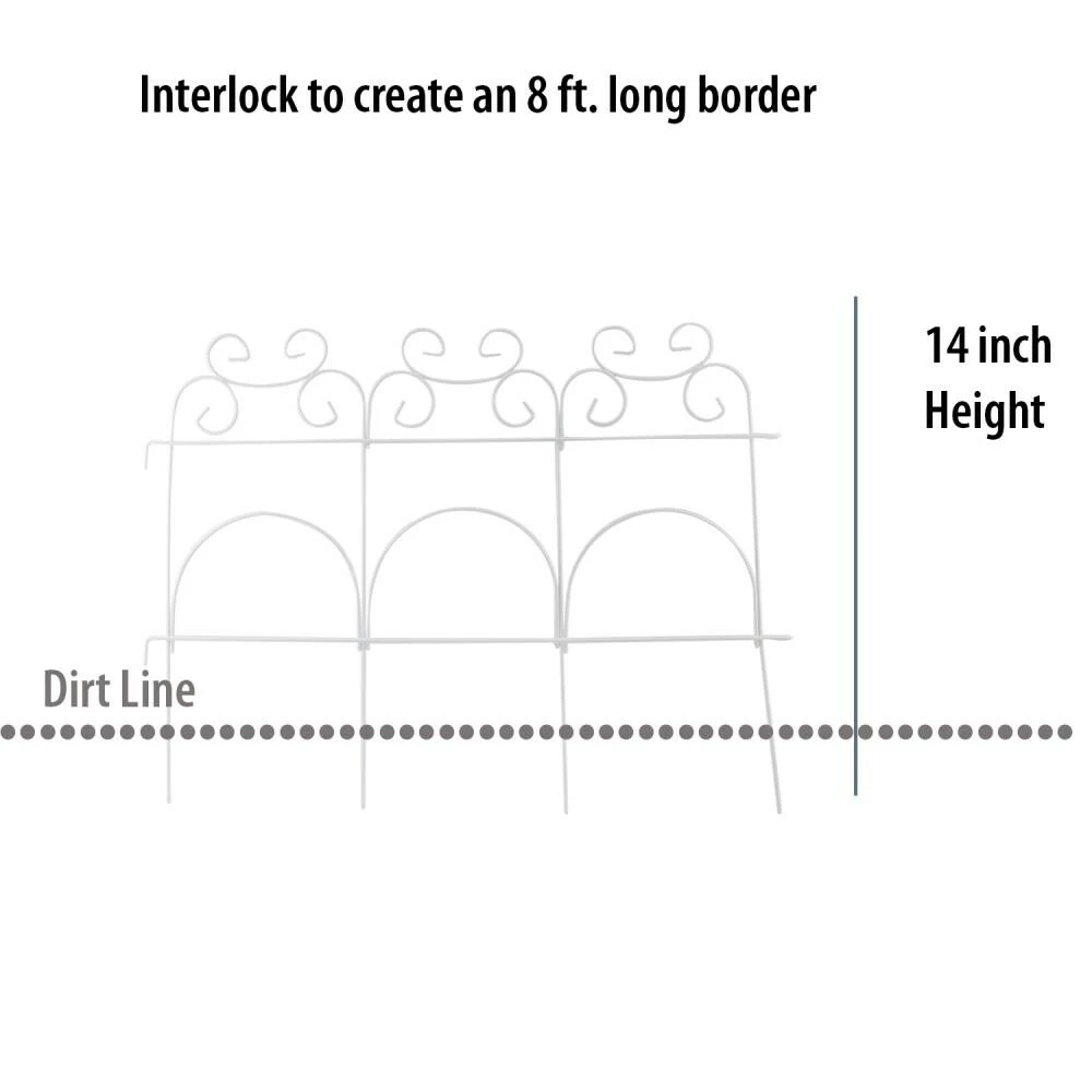 Garden Accents Edging 14-in H x 8-t L White Scroll Folding Fence 4 Garden Accents Edging 14-in H x 8-t L White Scroll Folding Fence - Image 4