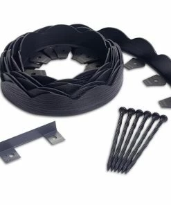 EasyFlex 2.5 in. x 20 ft. Scallop Black Woodgrain No-Dig Edging Kit