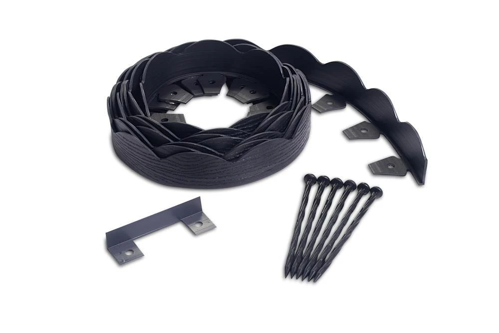 EasyFlex 2.5 in. x 20 ft. Scallop Black Woodgrain No-Dig Edging Kit 1 EasyFlex 2.5 in. x 20 ft. Scallop Black Woodgrain No-Dig Edging Kit